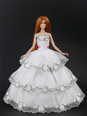 1 Pcs  Fashion  Wedding Dress Princess Gown Dress Clothes Gown For Barbie doll dress Free shipping