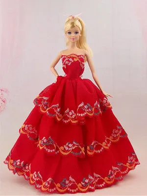 1 Pcs  Fashion  Wedding Dress Princess Gown Dress Clothes Gown For Barbie doll dress Free shipping