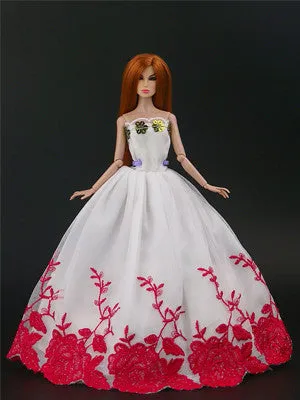 1 Pcs  Fashion  Wedding Dress Princess Gown Dress Clothes Gown For Barbie doll dress Free shipping