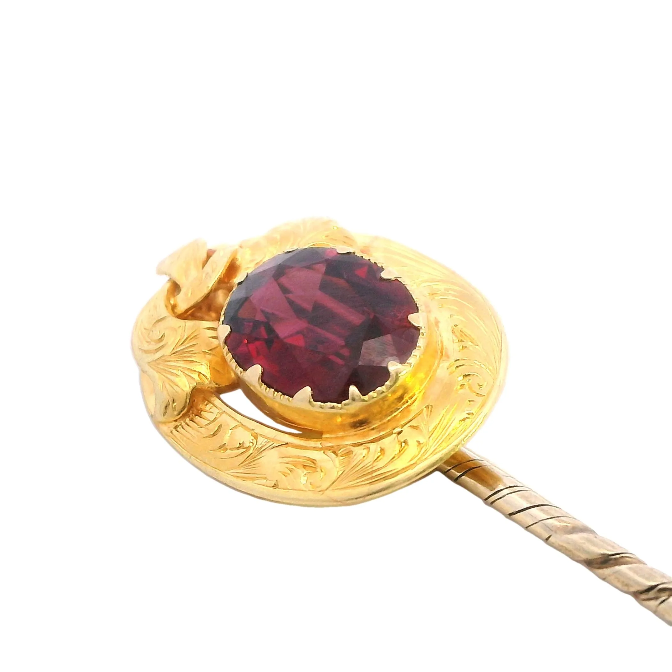 18ct Yellow Gold Garnet Lapel Pin