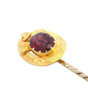 18ct Yellow Gold Garnet Lapel Pin