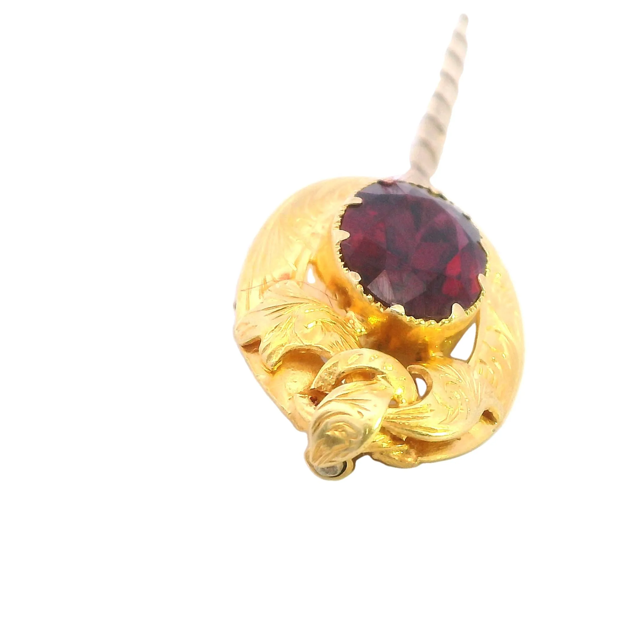 18ct Yellow Gold Garnet Lapel Pin