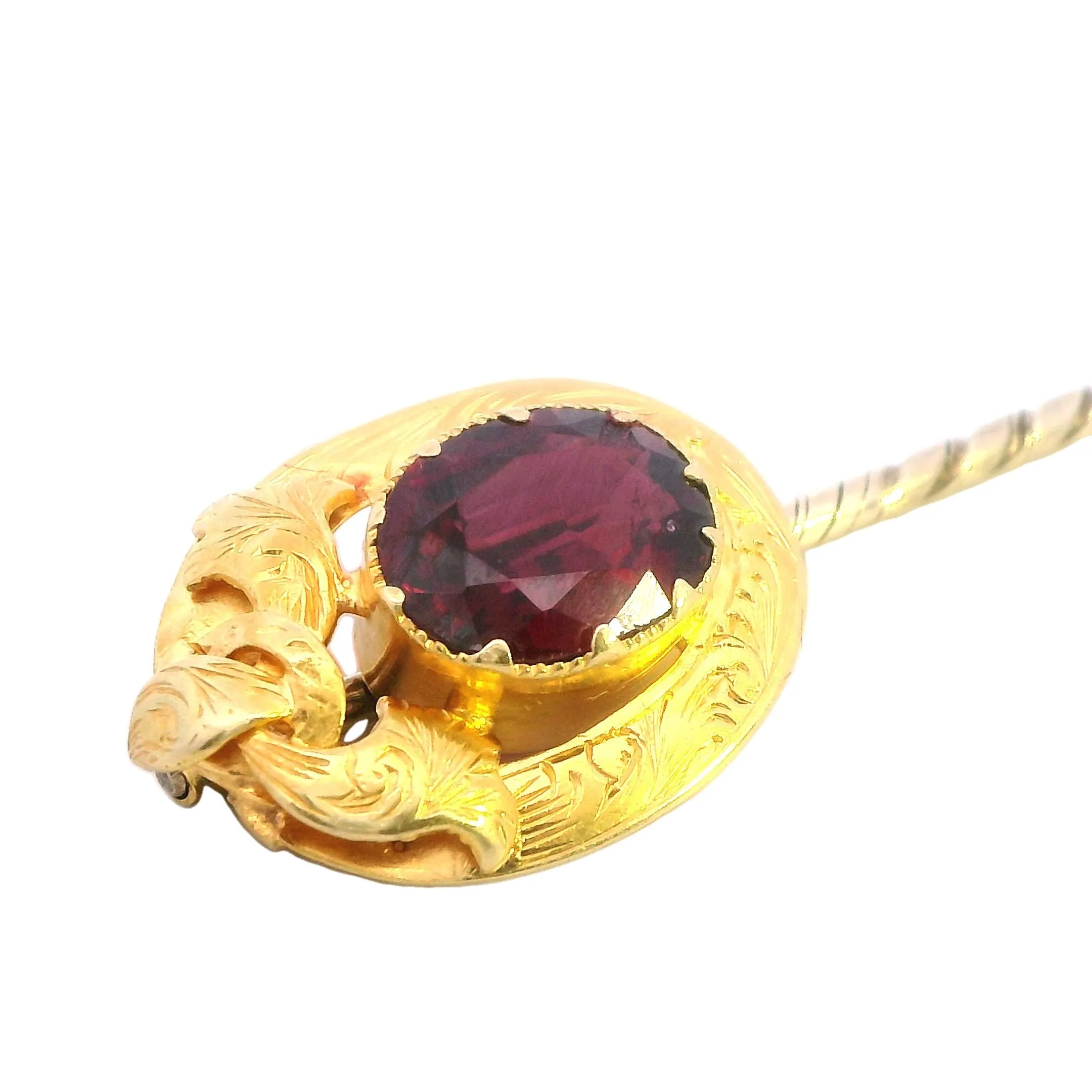 18ct Yellow Gold Garnet Lapel Pin