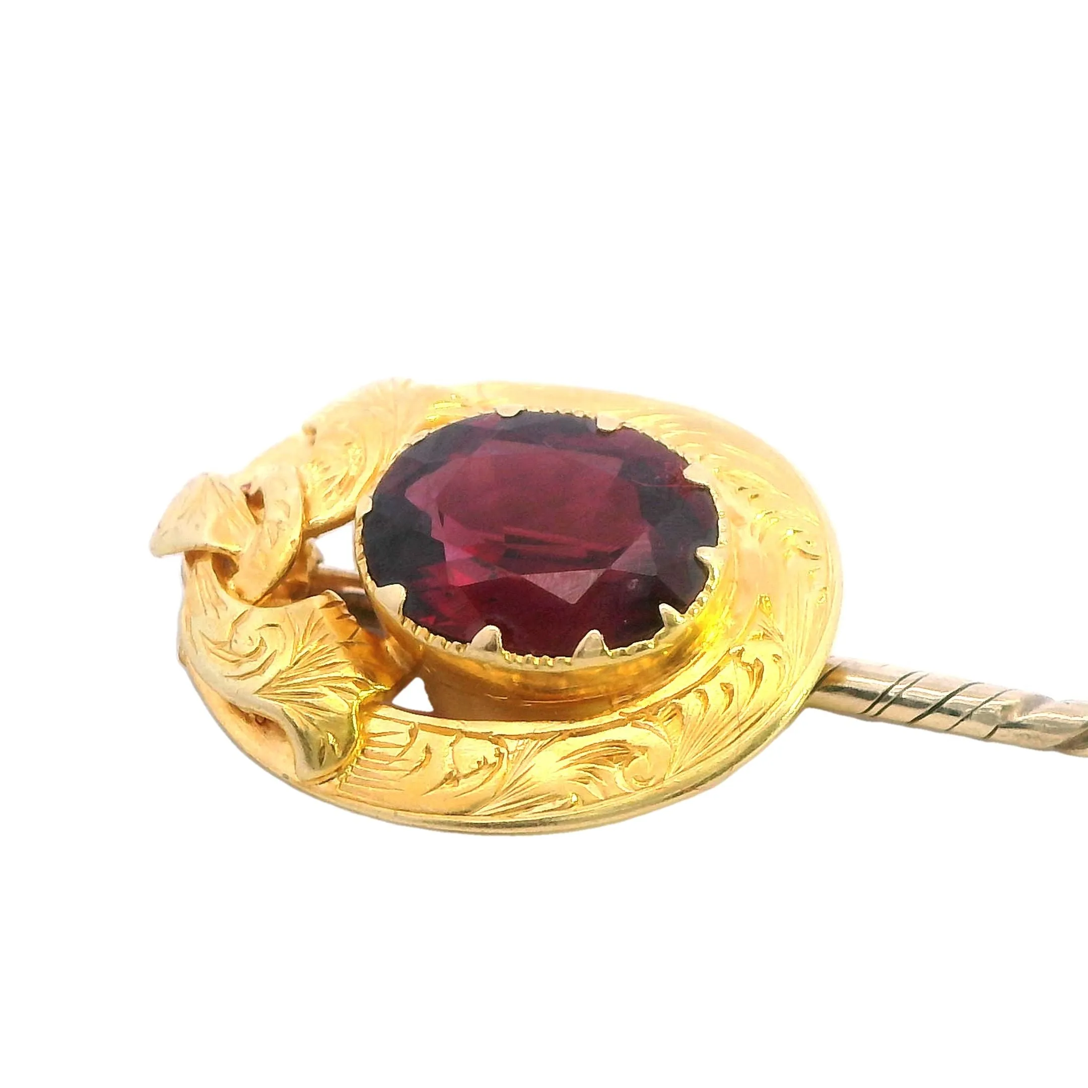 18ct Yellow Gold Garnet Lapel Pin