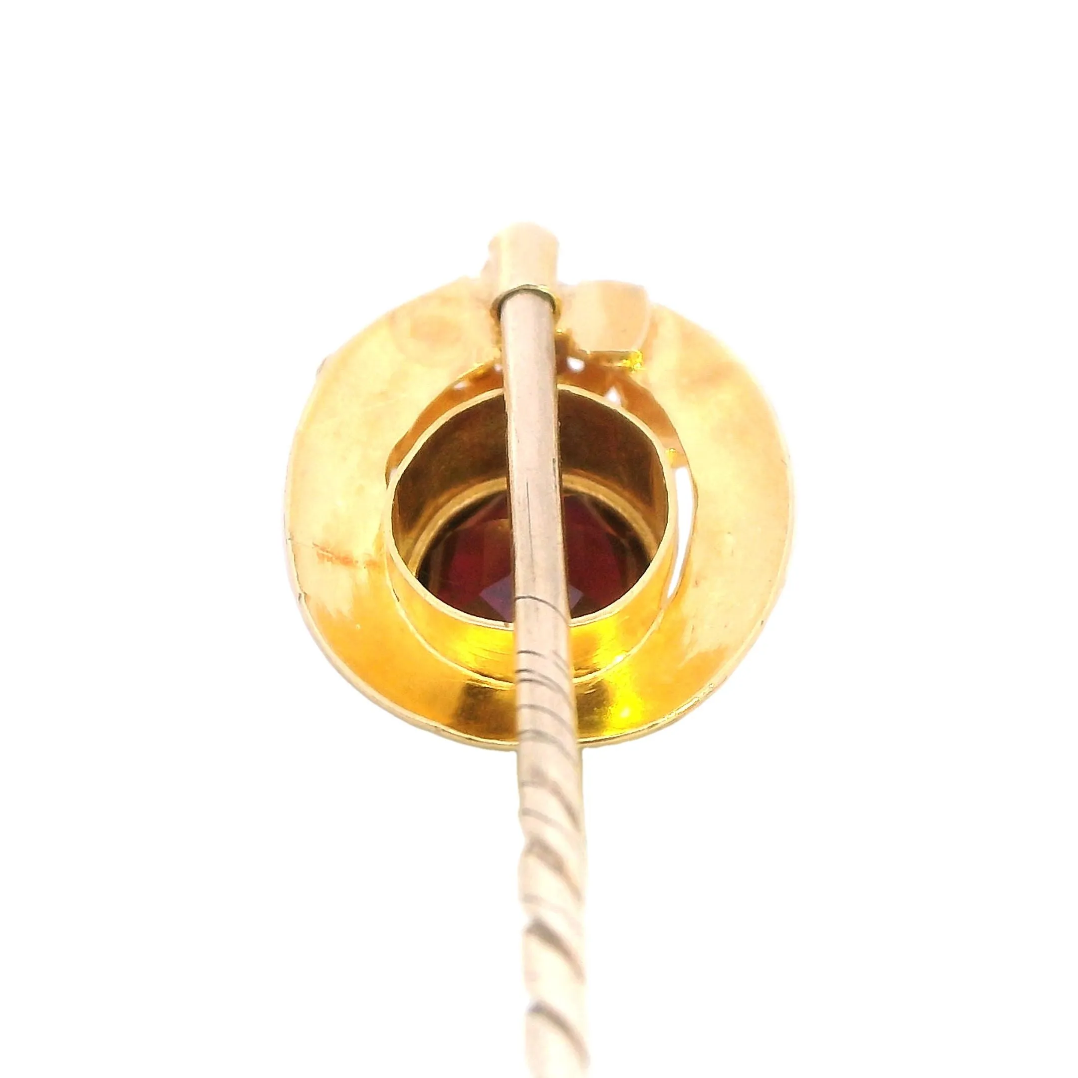 18ct Yellow Gold Garnet Lapel Pin