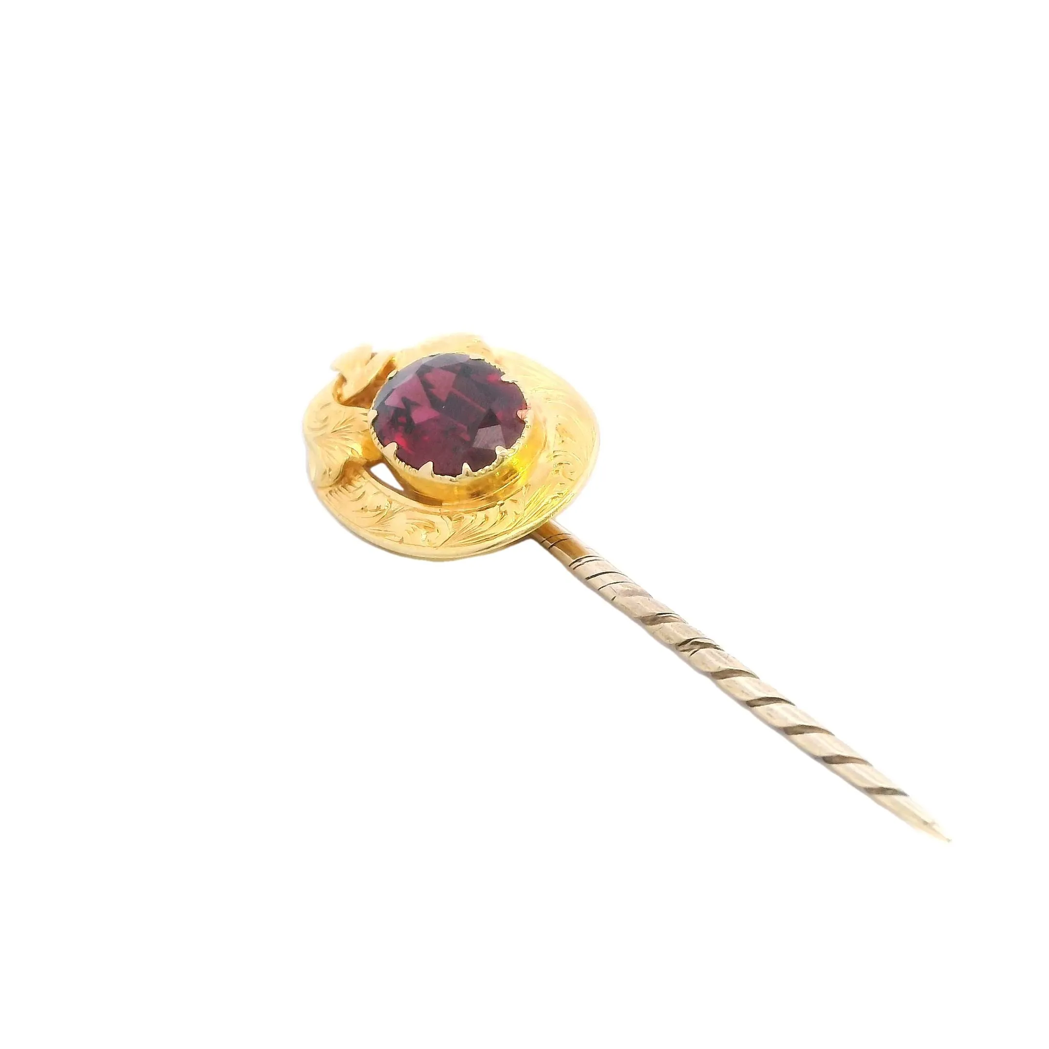 18ct Yellow Gold Garnet Lapel Pin