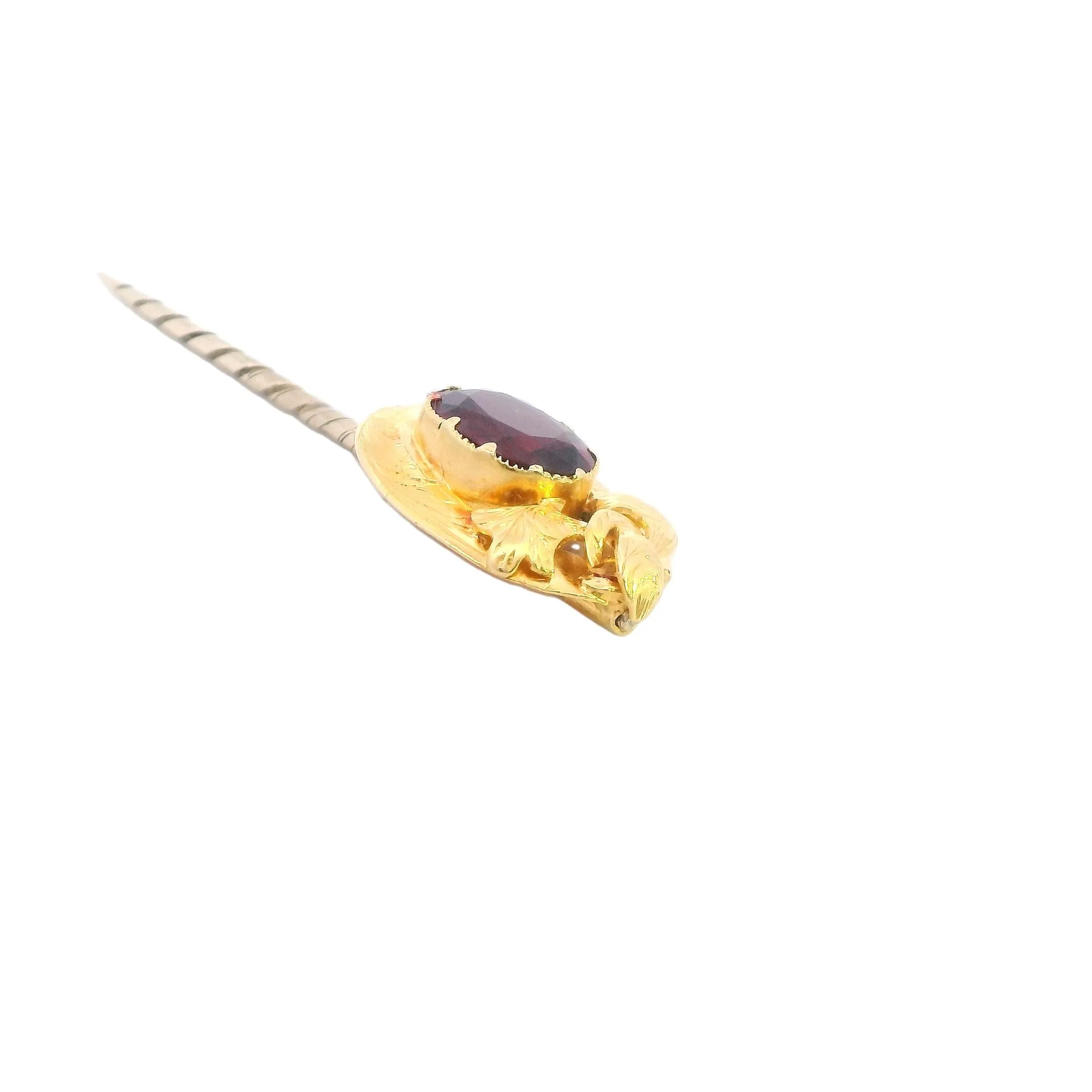 18ct Yellow Gold Garnet Lapel Pin