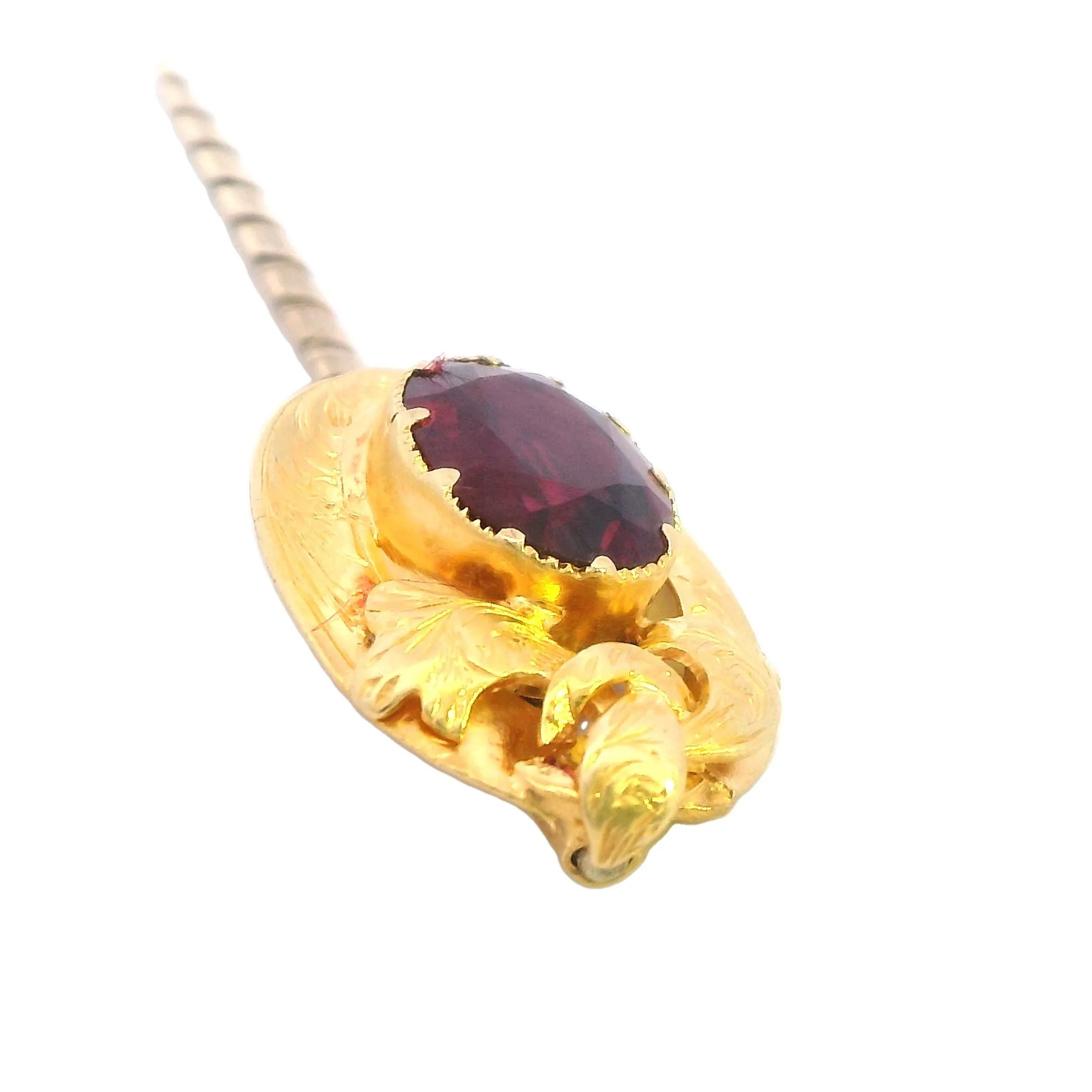 18ct Yellow Gold Garnet Lapel Pin