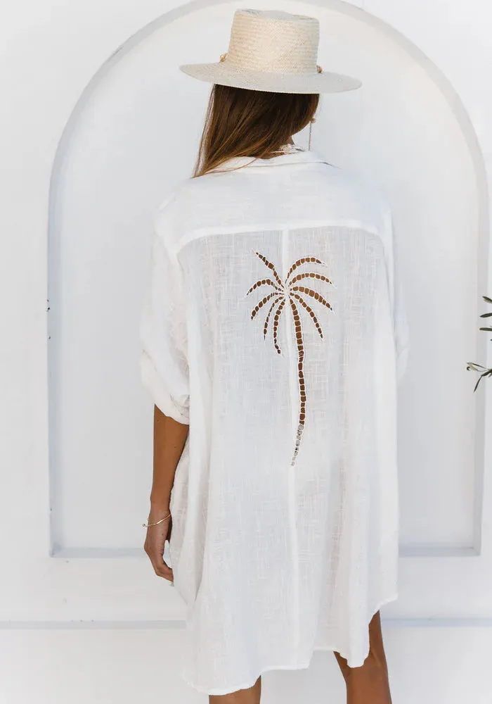 3 Palms Shirt Dress - White