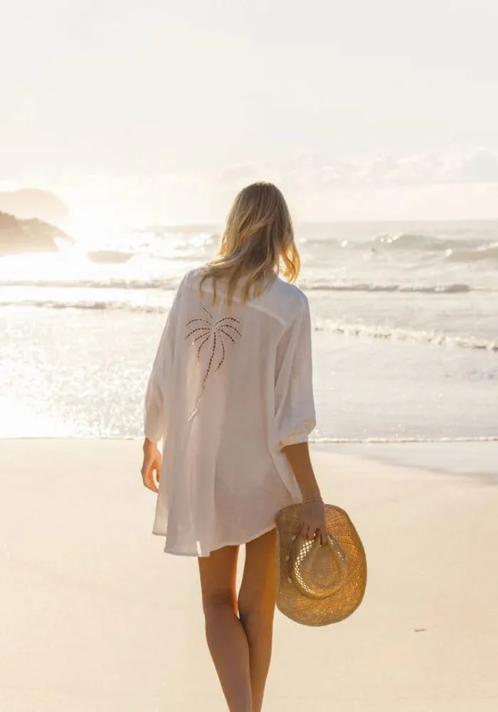 3 Palms Shirt Dress - White