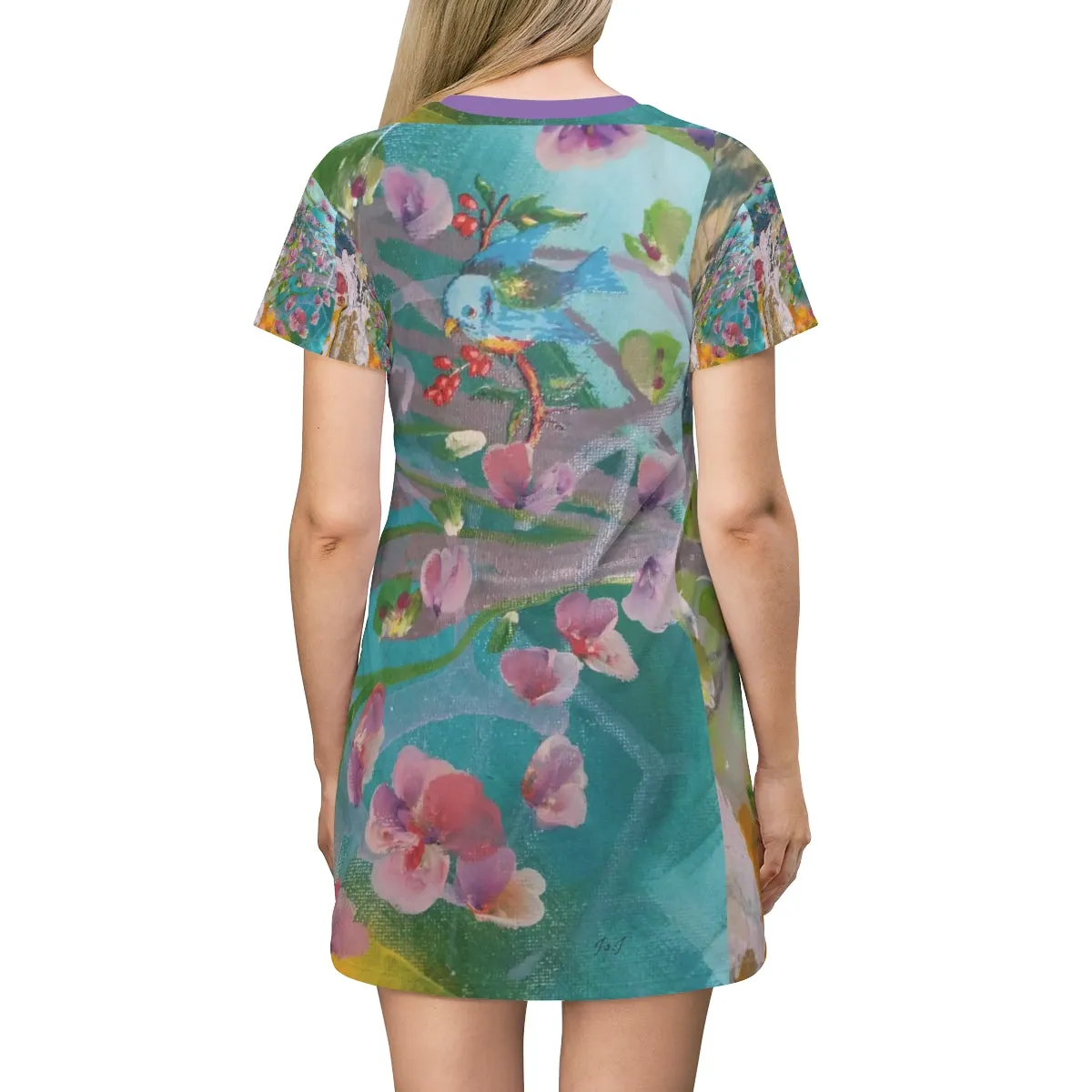 All Over Print T-Shirt Dress CUBA FLOWERS