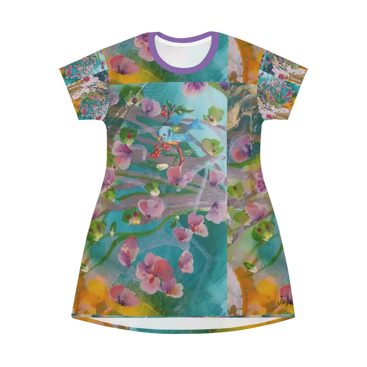 All Over Print T-Shirt Dress CUBA FLOWERS