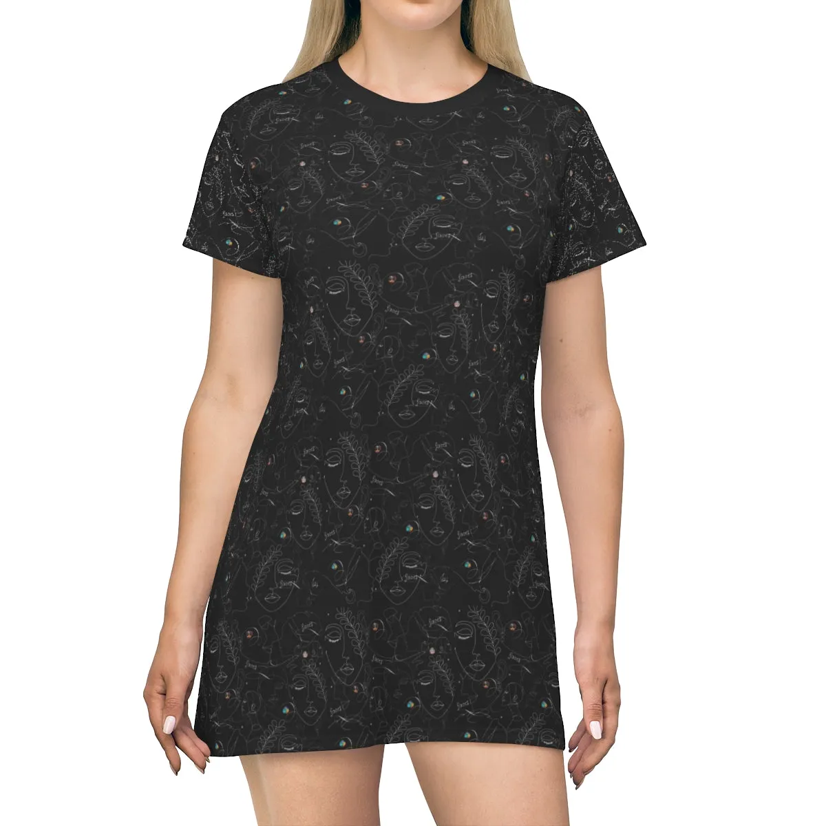 All Over Print T-Shirt Dress FACES