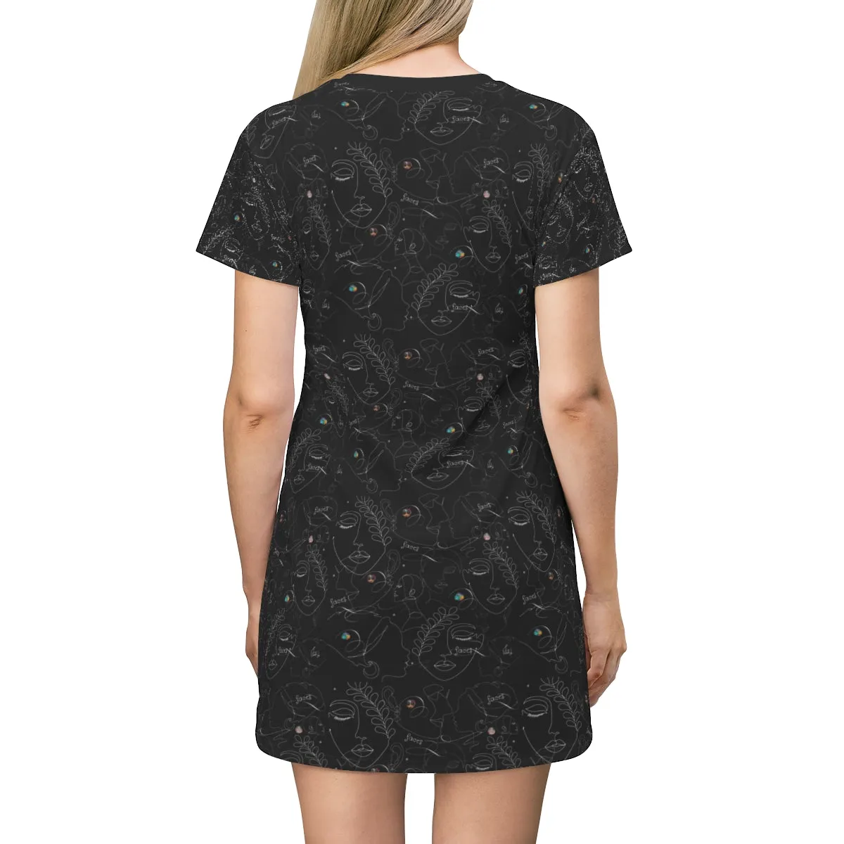 All Over Print T-Shirt Dress FACES