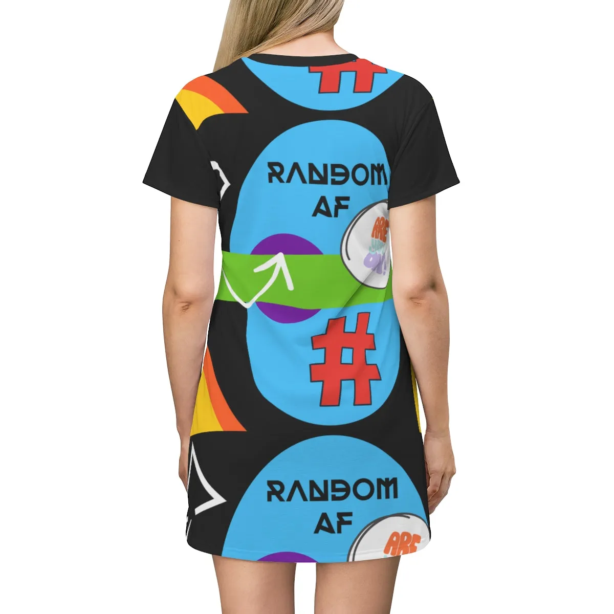 All Over Print T-Shirt Dress RANDOM AF