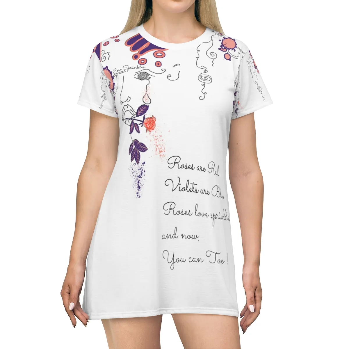 All Over Print T-Shirt Dress ROSE SPRINKLES