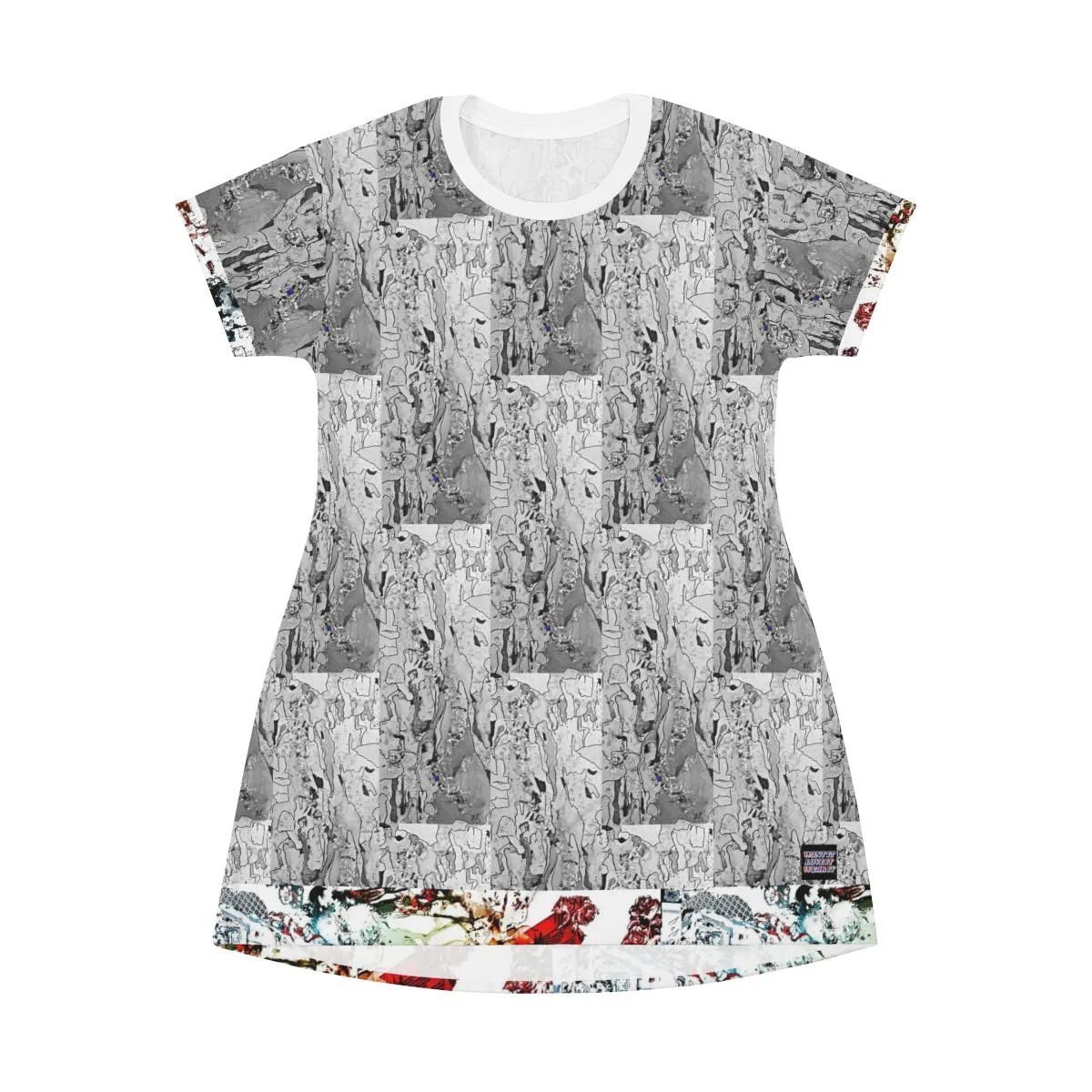 All Over Print T-Shirt Dress SILVER WISP