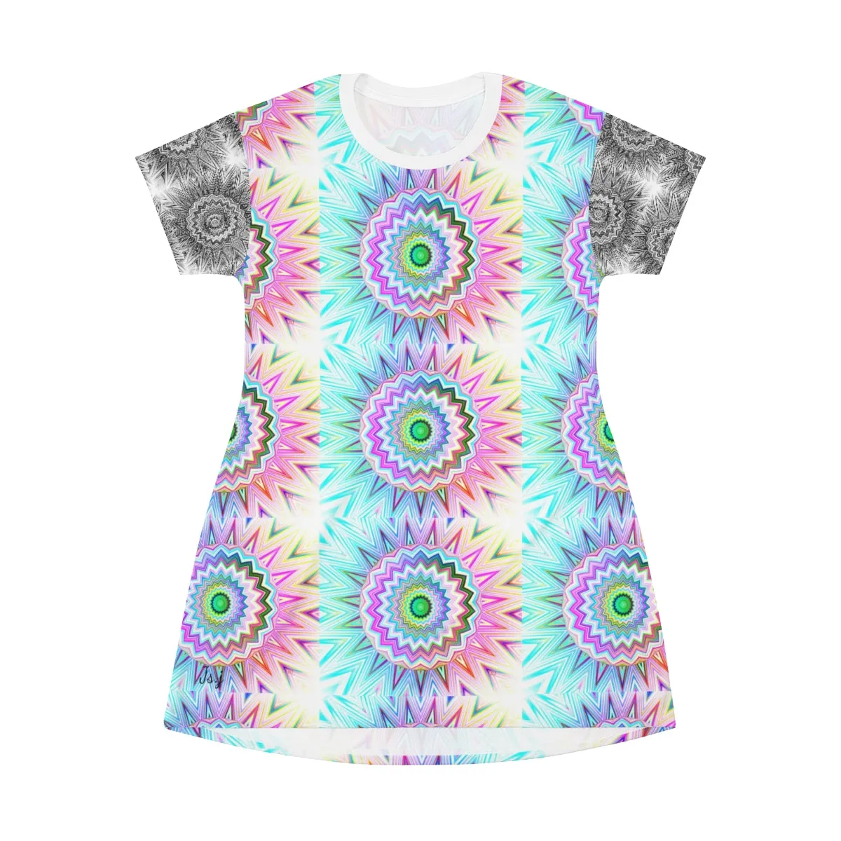 All Over Print T-Shirt Dress SUNBURST DELIGHT