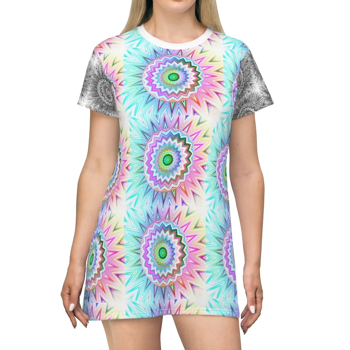 All Over Print T-Shirt Dress SUNBURST DELIGHT