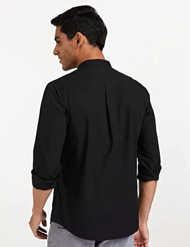 Amazon Brand - Symbol Men's Solid Regular Casual Shirt (AW-SY-MCS-1146_Black 2XL)