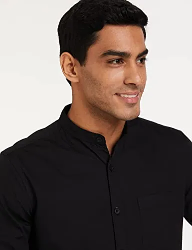 Amazon Brand - Symbol Men's Solid Regular Casual Shirt (AW-SY-MCS-1146_Black 2XL)