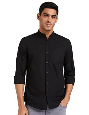 Amazon Brand - Symbol Men's Solid Regular Casual Shirt (AW-SY-MCS-1146_Black 2XL)