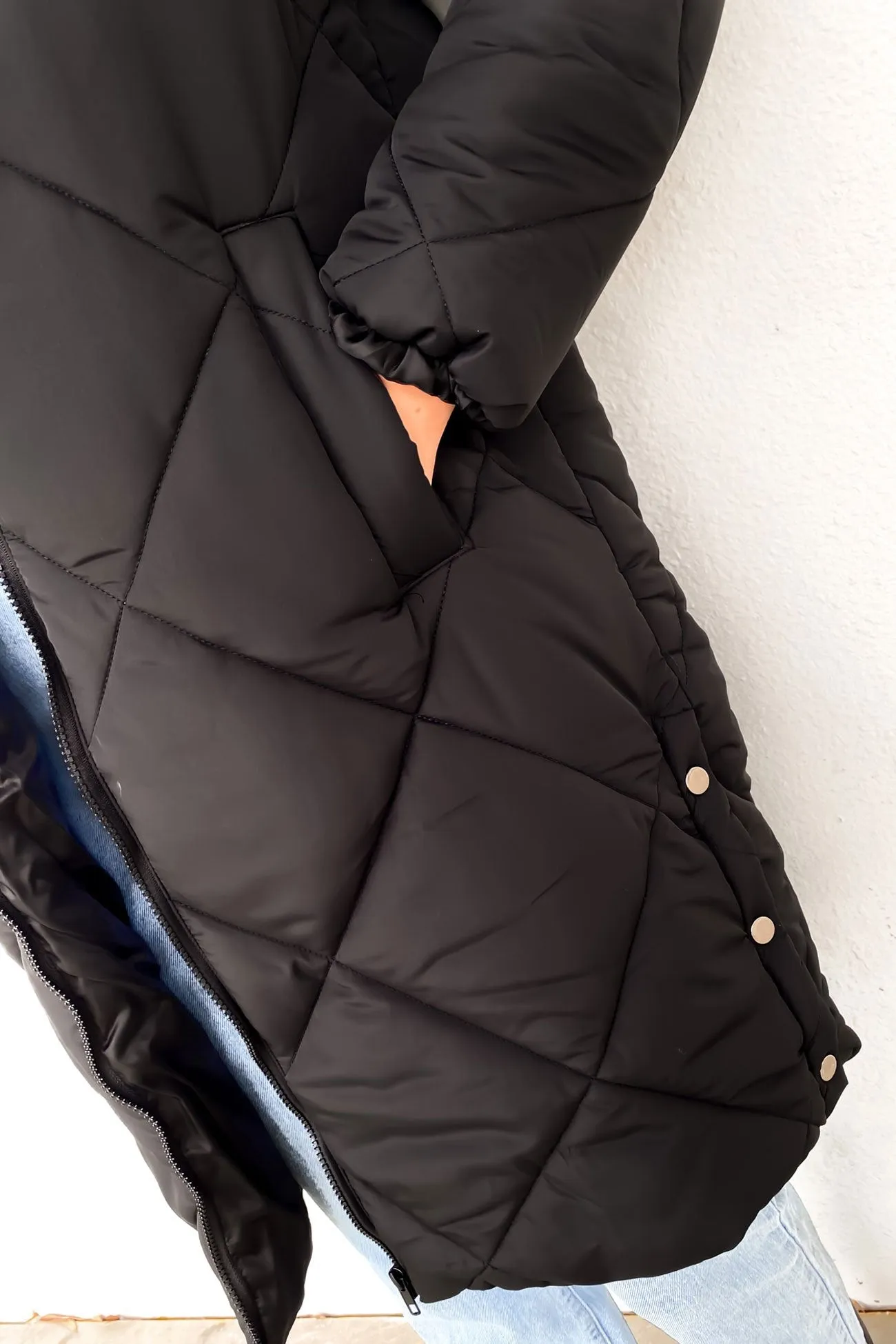 Amy Longline Puffer Jacket Black