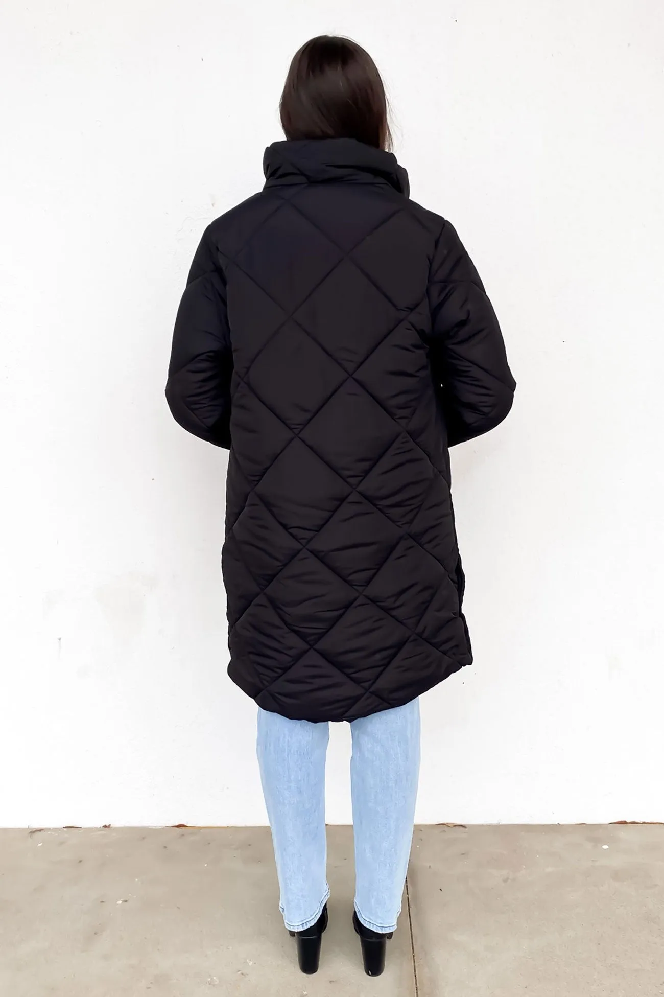 Amy Longline Puffer Jacket Black