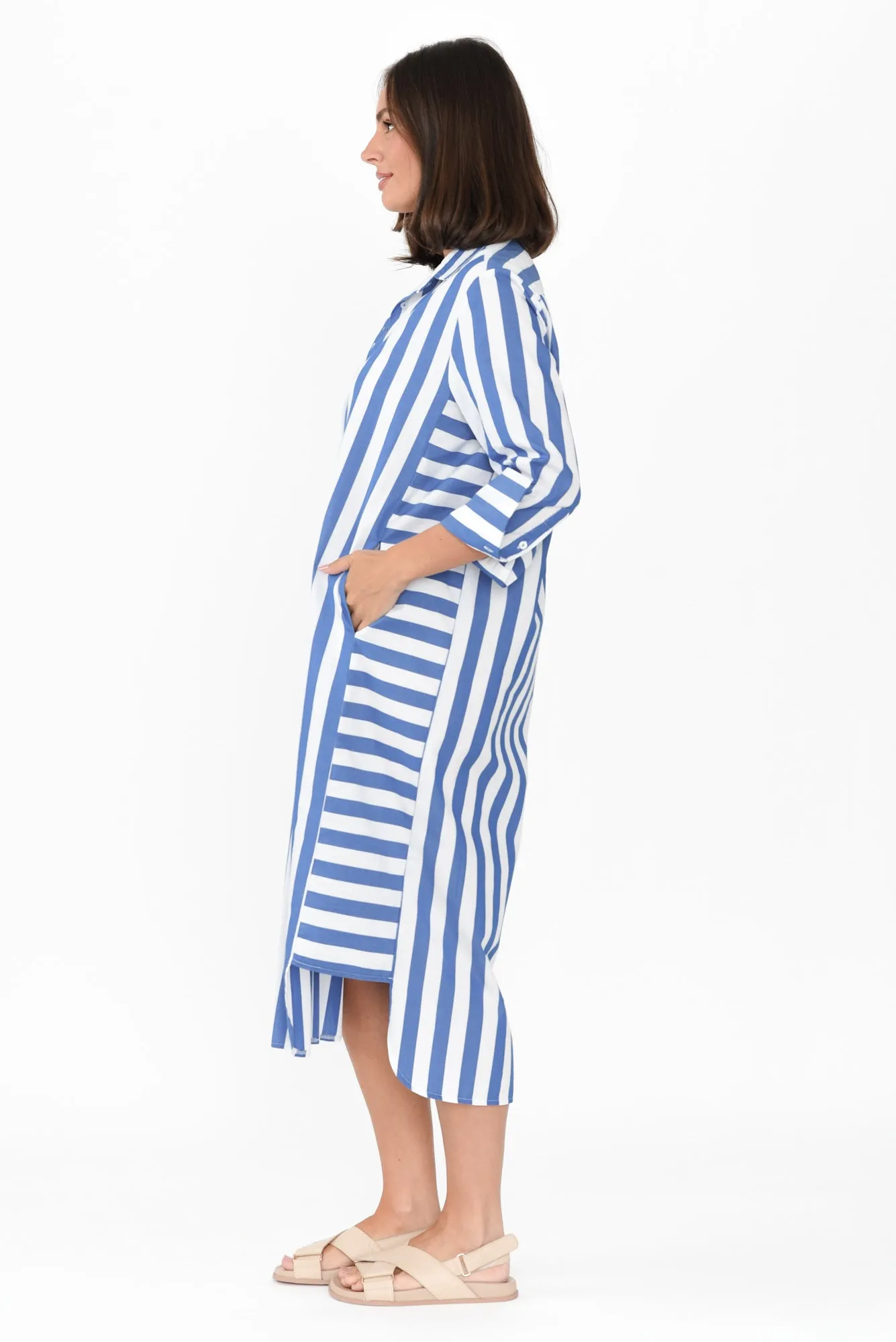 Andreas Blue Stripe Cotton Shirt Dress