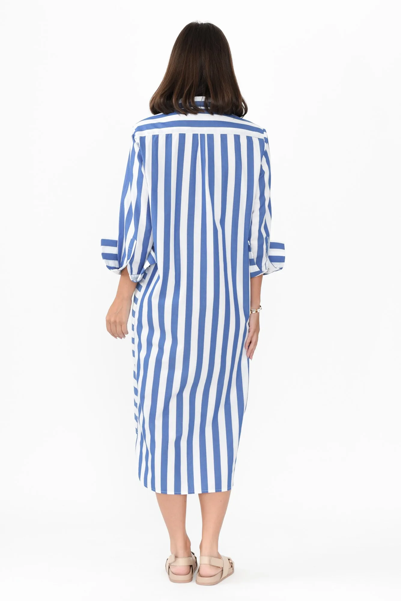 Andreas Blue Stripe Cotton Shirt Dress