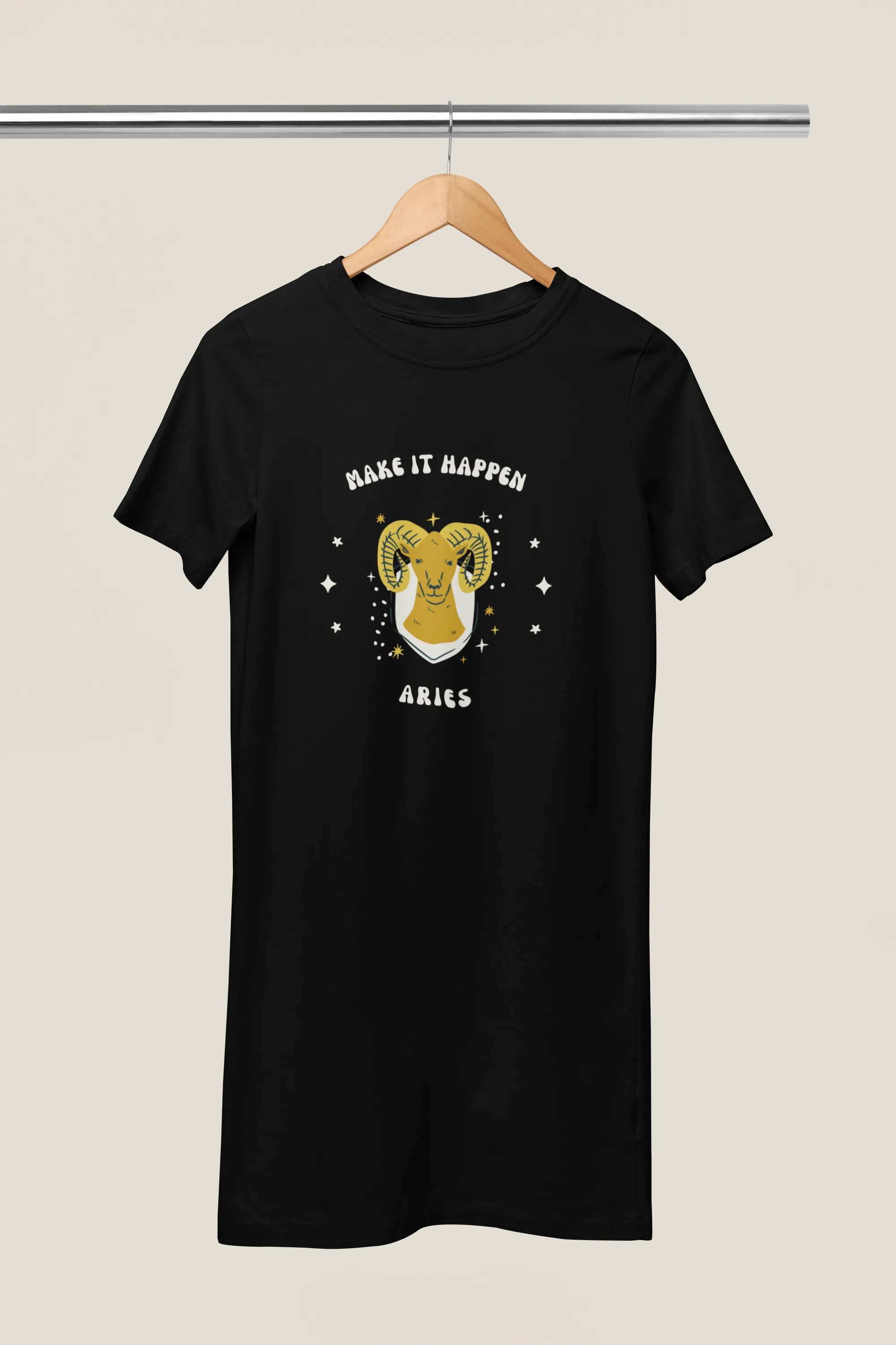 Aries Zodiac Make It Happen Cotton Night T-Shirt Dress For Women