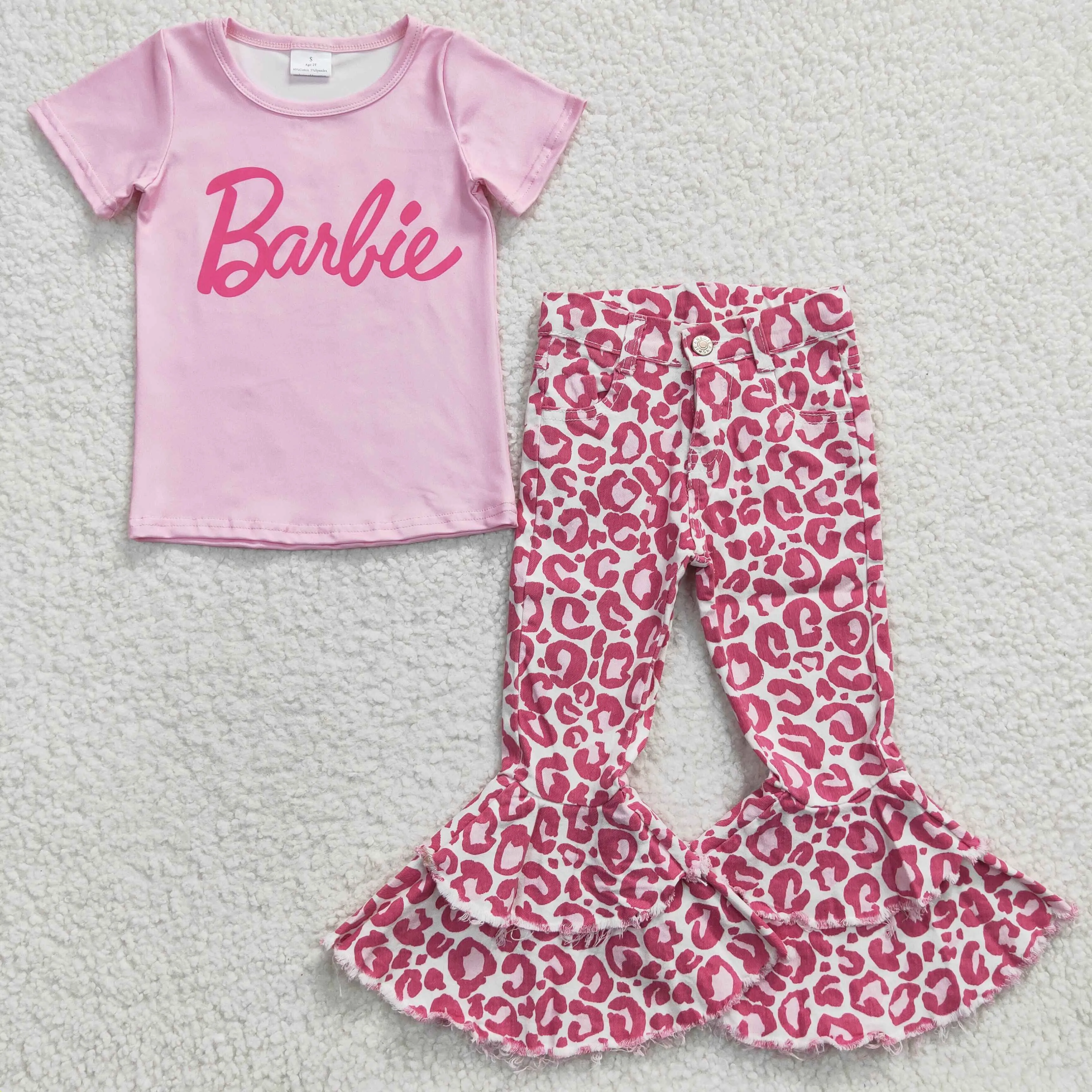 barbie t-shirts pink leopard jeans set GSPO0556