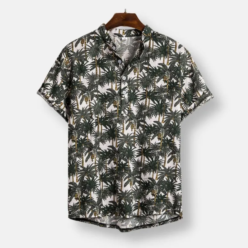 Beach Hawaiian Floral Print Short Sleeve Shirt