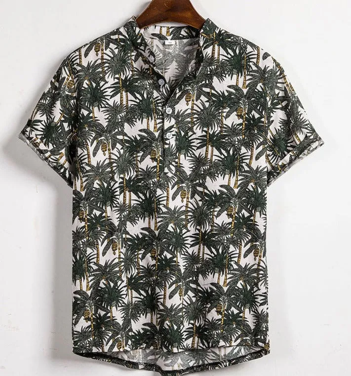 Beach Hawaiian Floral Print Short Sleeve Shirt