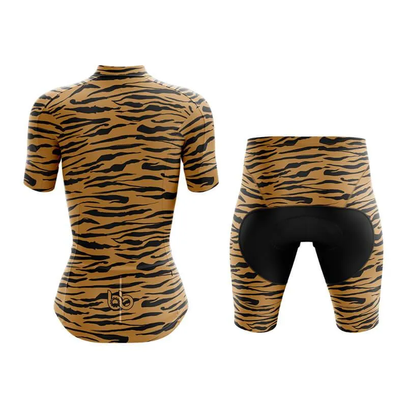 Beige Tiger Print Club Cycling Kit