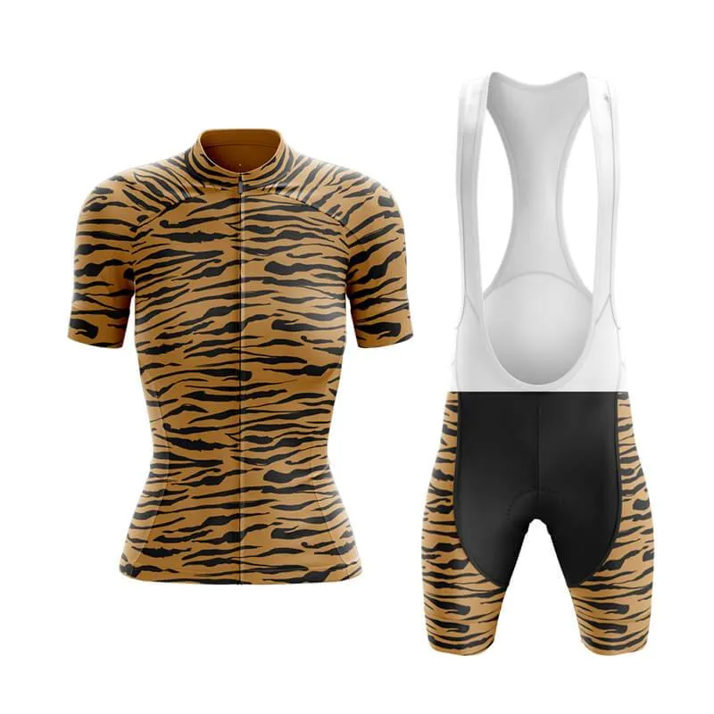 Beige Tiger Print Club Cycling Kit