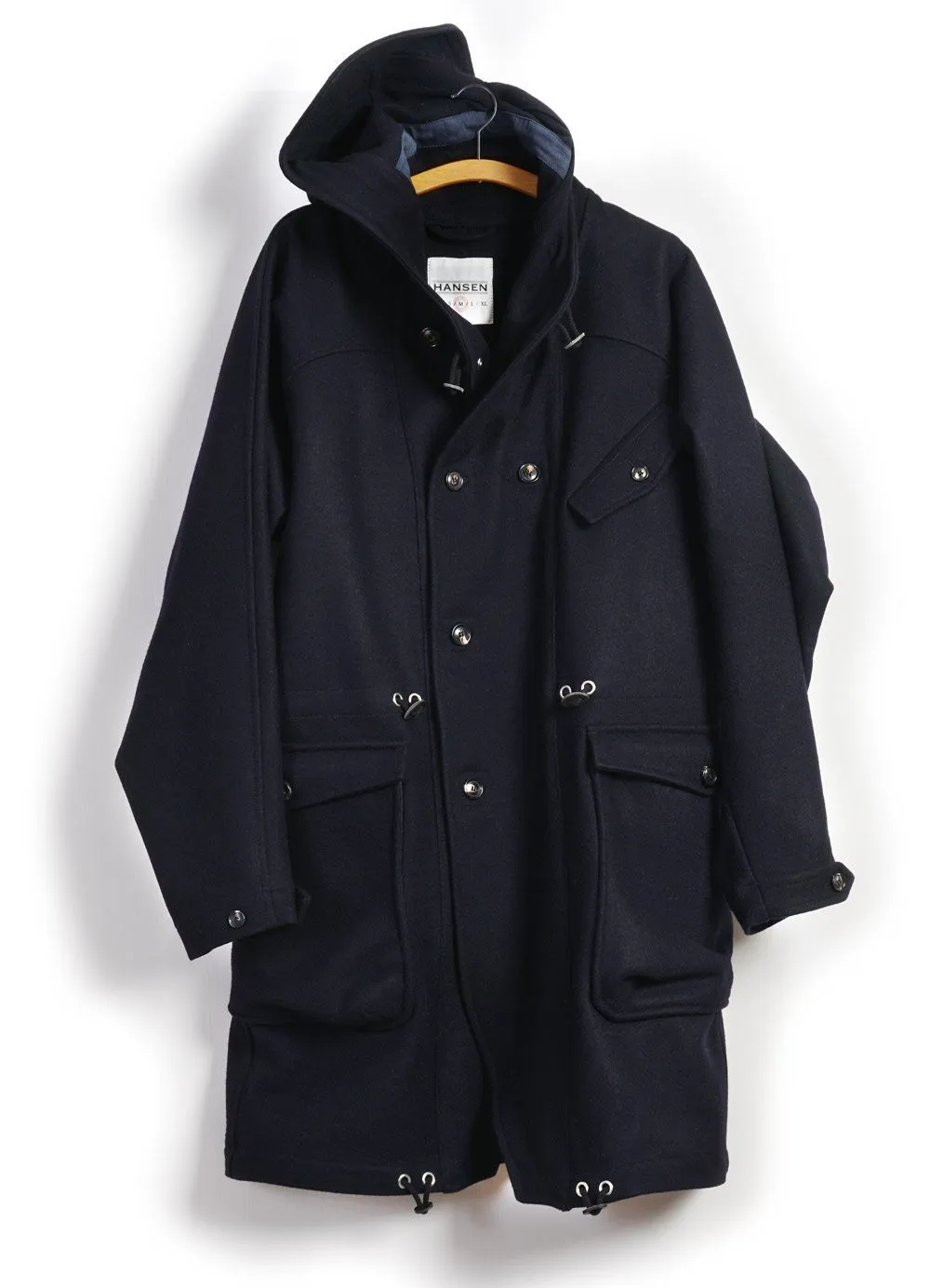 BJARNE | Long Wool Felt Parka | Classic Navy