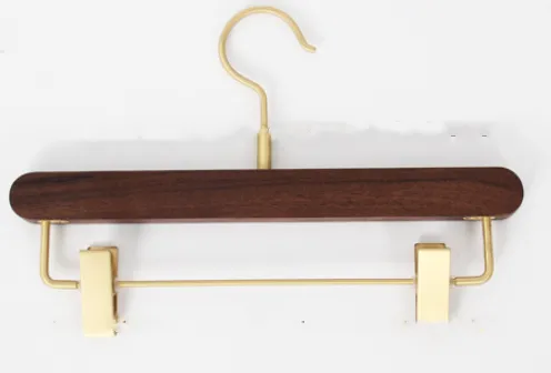 Black Walnut Solid Wood Brass Clothes Support Non-Slip Coat Hanger