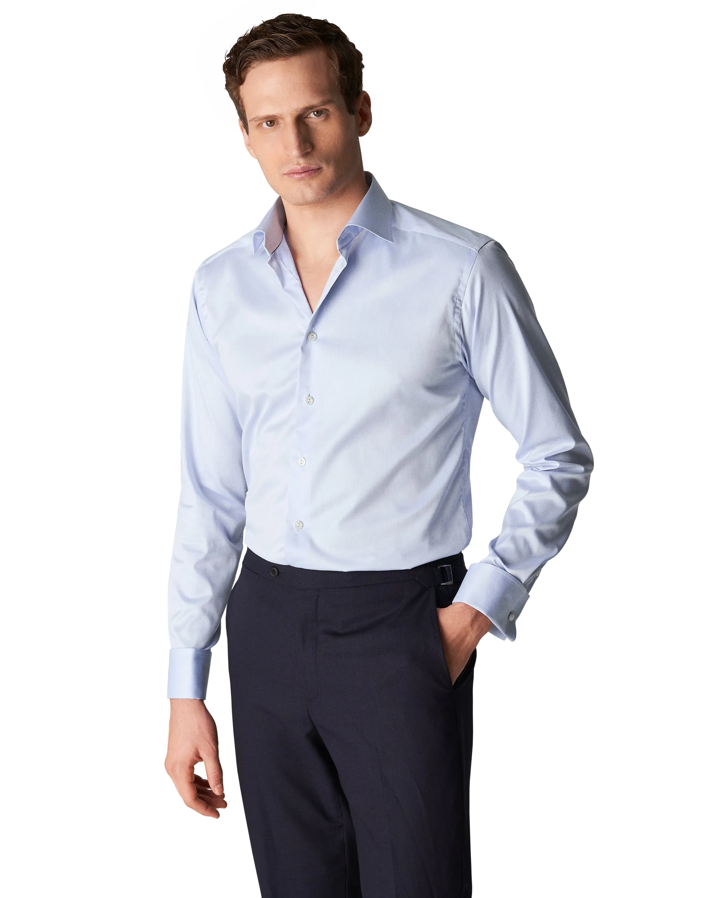 Blue Double Cuff Contemporary Fit Shirt