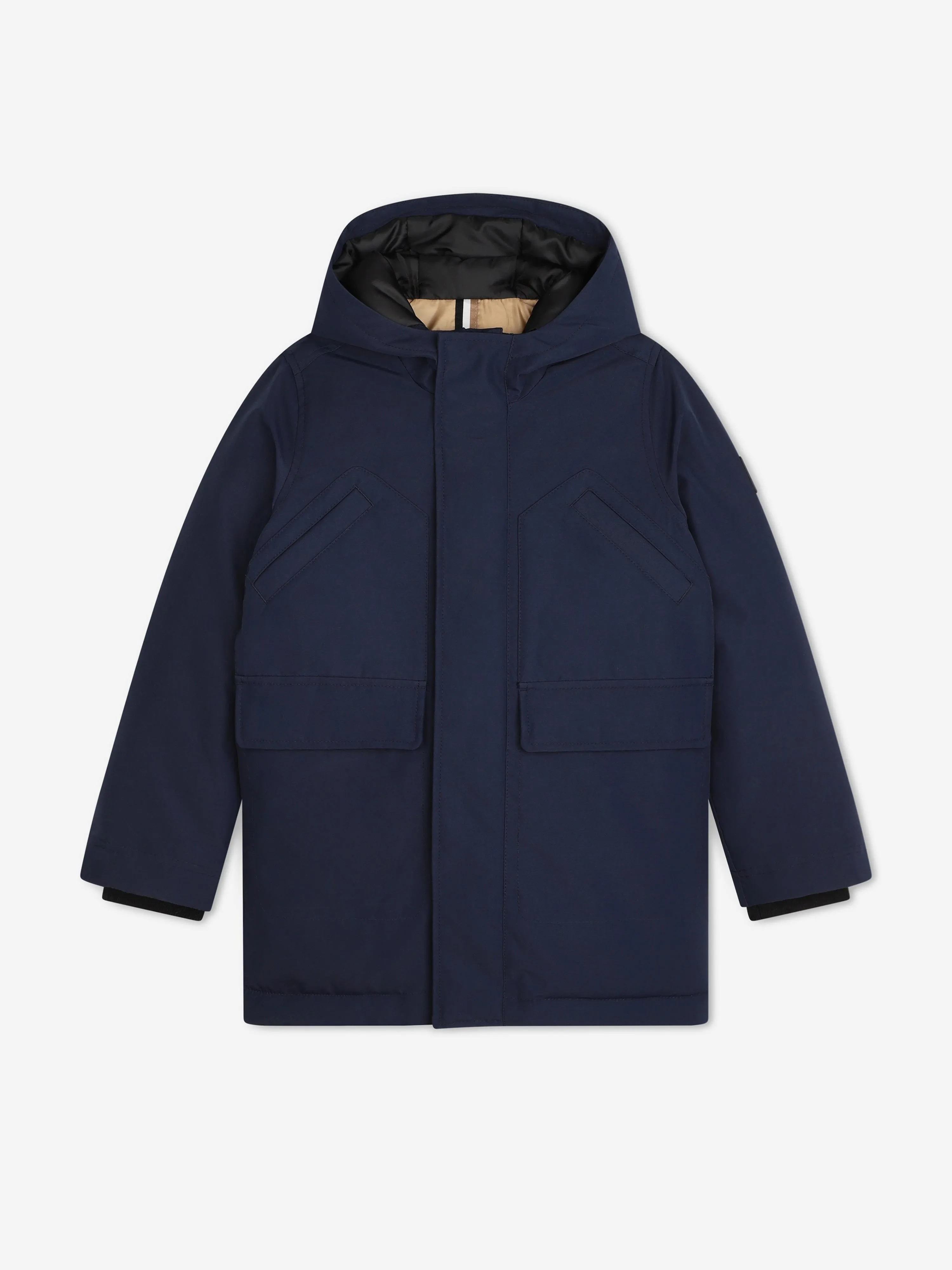 BOSS Boys Hooded Parka in Navy