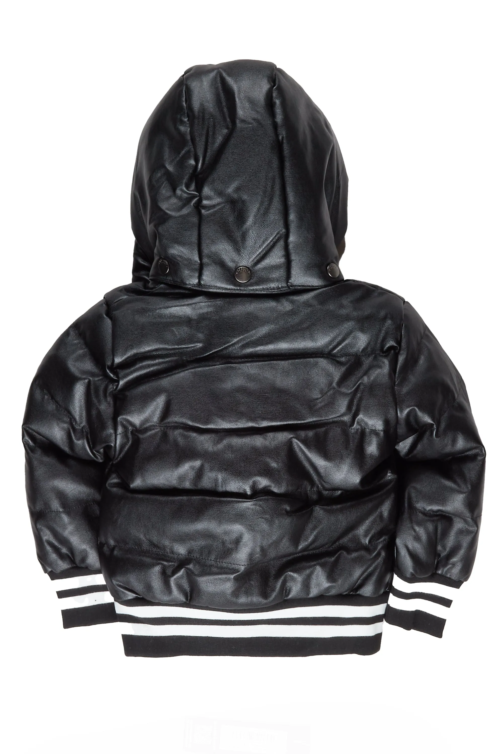 Boys Sir Leatherette Puffer Jacket-Black