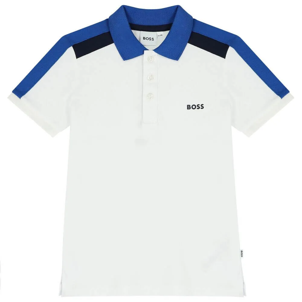 Boys White Short Sleeve Polo