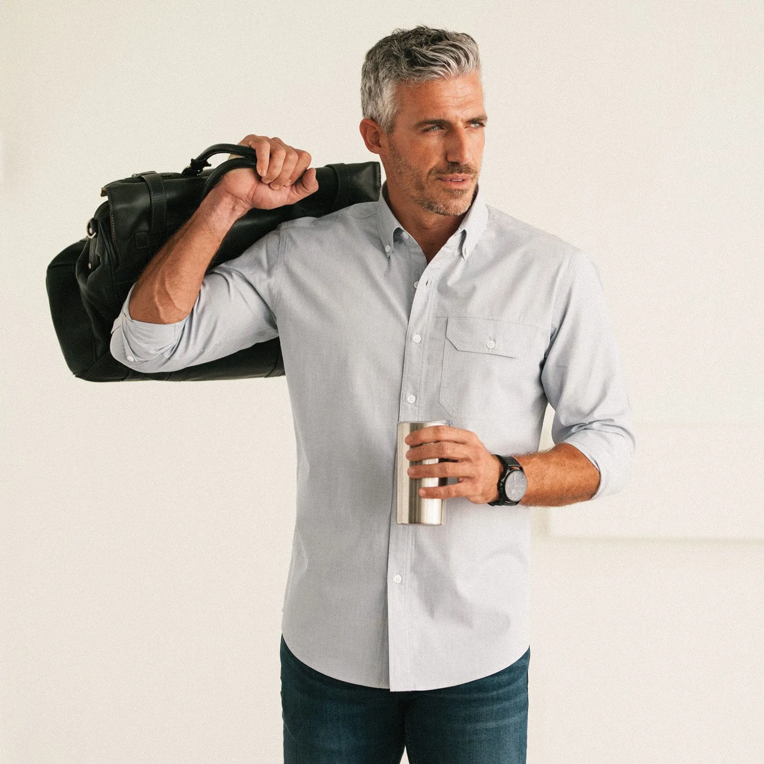 Builder Casual Shirt – Aluminum Gray Cotton End-on-end