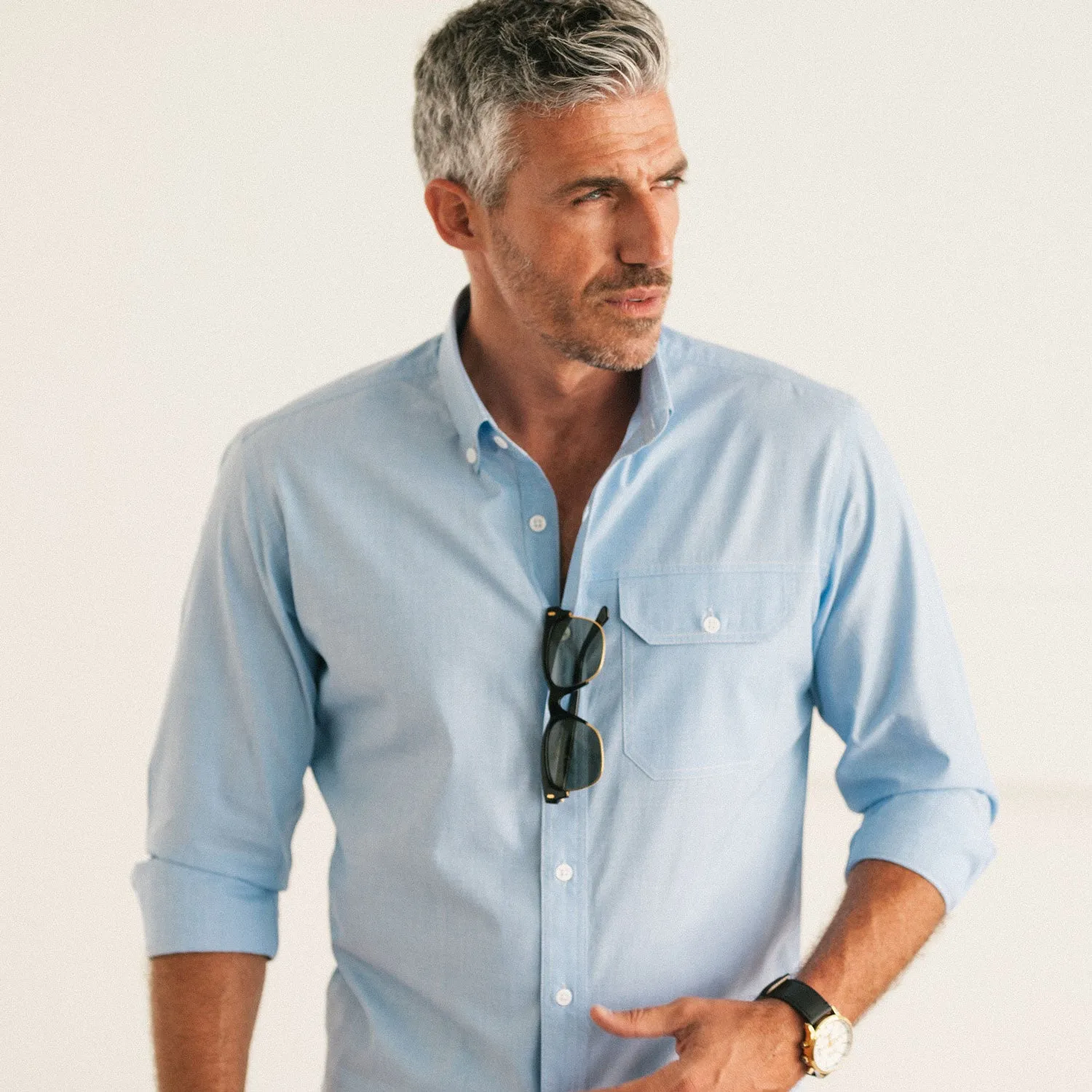 Builder Casual Shirt – Clean Blue Cotton End-on-end