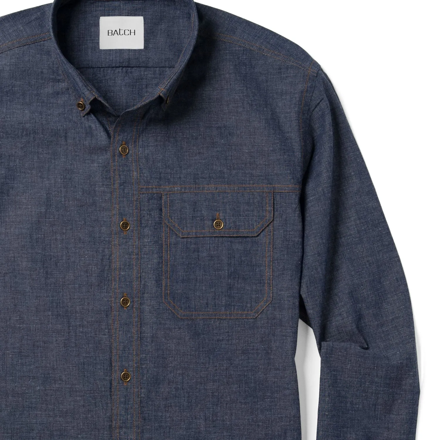 Builder Casual Shirt – Navy Cotton End-on-end