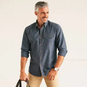 Builder Casual Shirt – Navy Cotton End-on-end