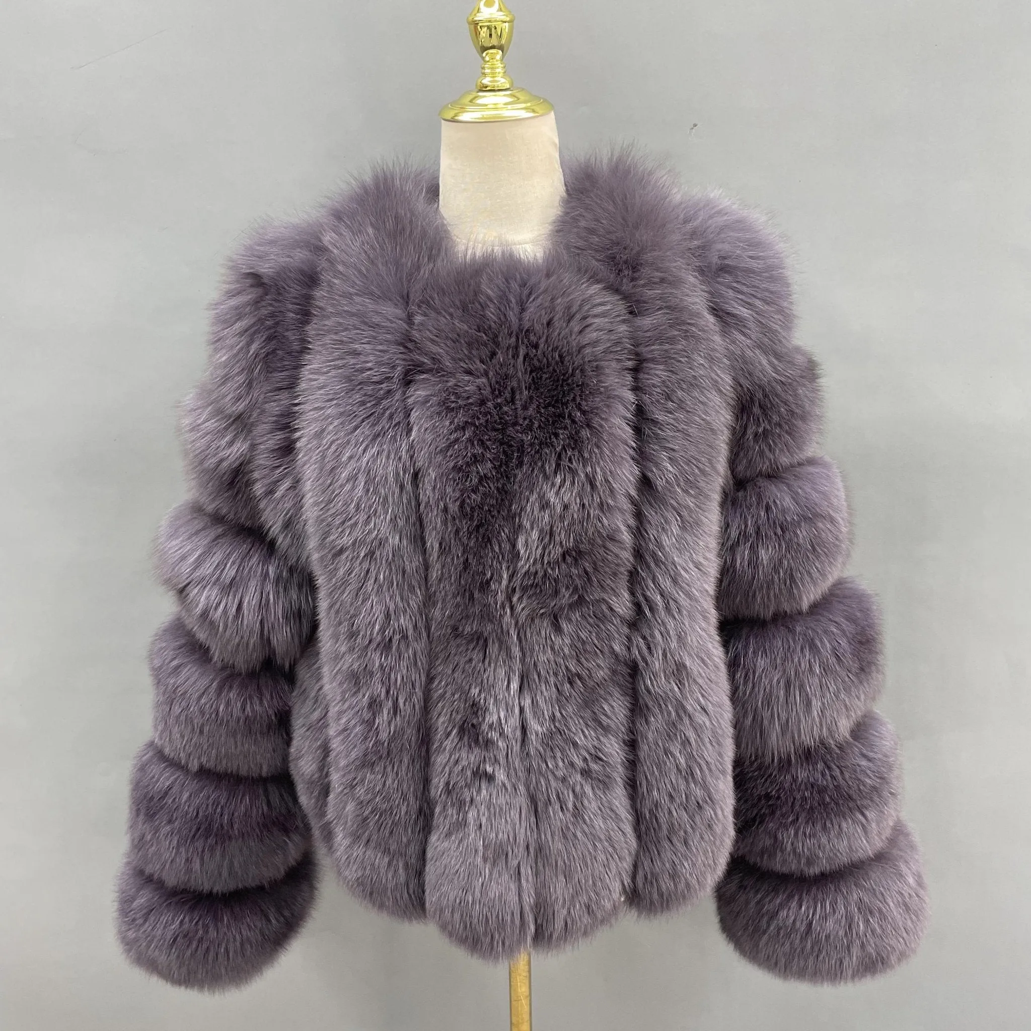 Charcoal Luxury Fur Vertical Pelt Coat