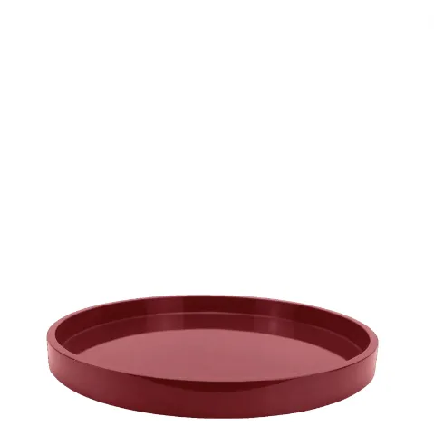 Cherry Red Lacquered Round Tray - Medium