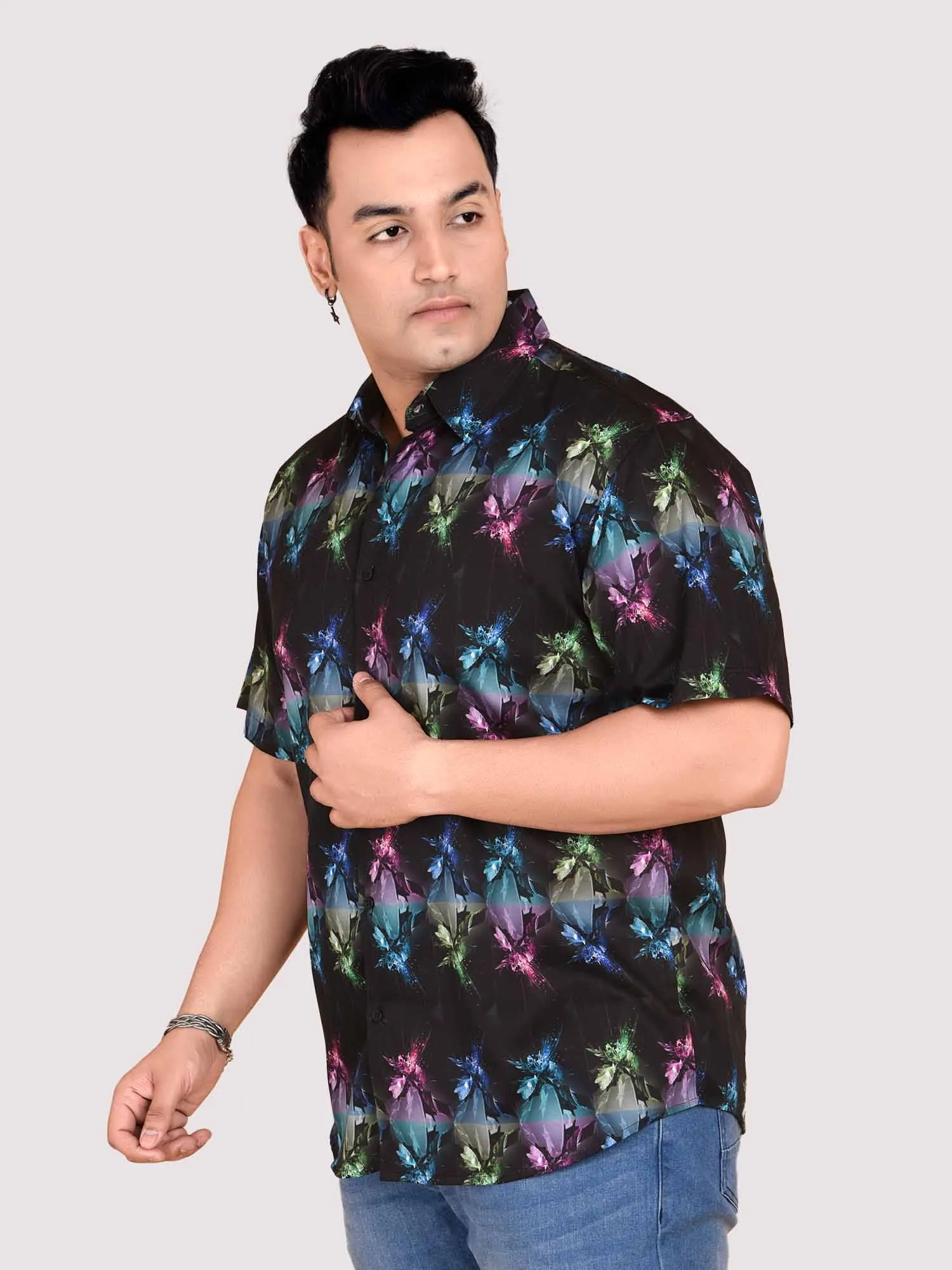 Chevron Striped Digital Printed Shirt Men's Plus Size