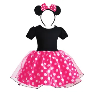 Children Shirt Mickey Cartoon Dress Printed Princess Dress Children's Bow Performance Children's Clothing